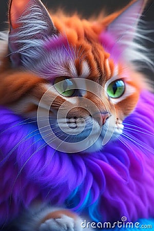 Colorful plush cat Stock Photo
